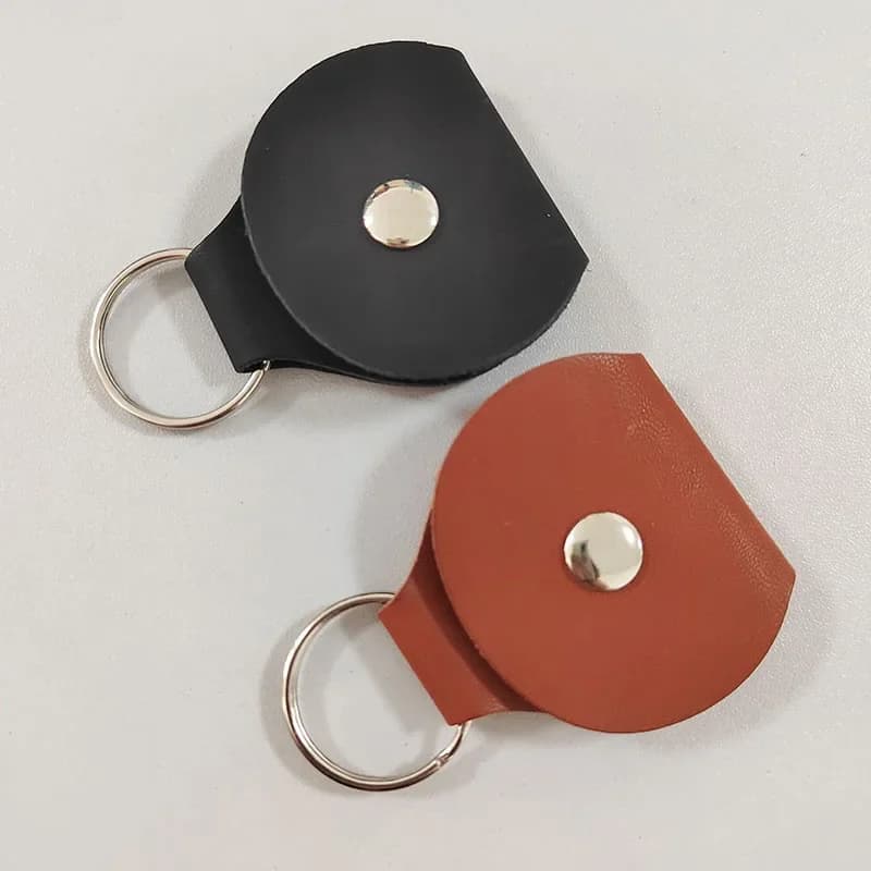 20pcs Guitar Pick Holder Bag, Plectrum Bag, Black Brown PU Leather Keychain Case