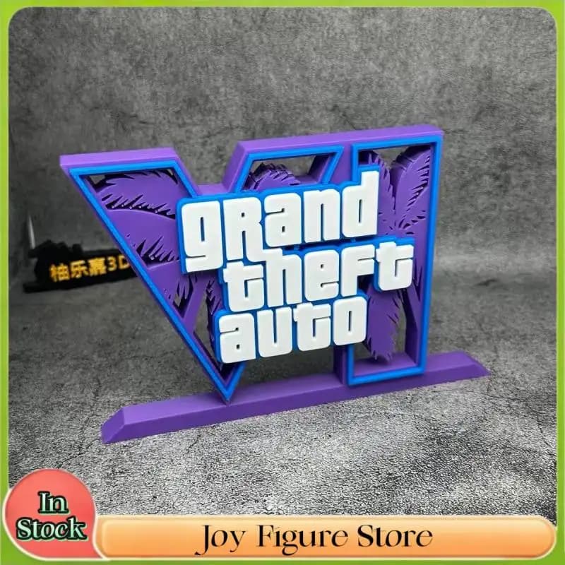 20cm Classic Movie Game Peripherals Suitable for Model Dolls GTA6 3D Logo Stand Ornaments PLA Cosplay Exhibition Decoration Toys
