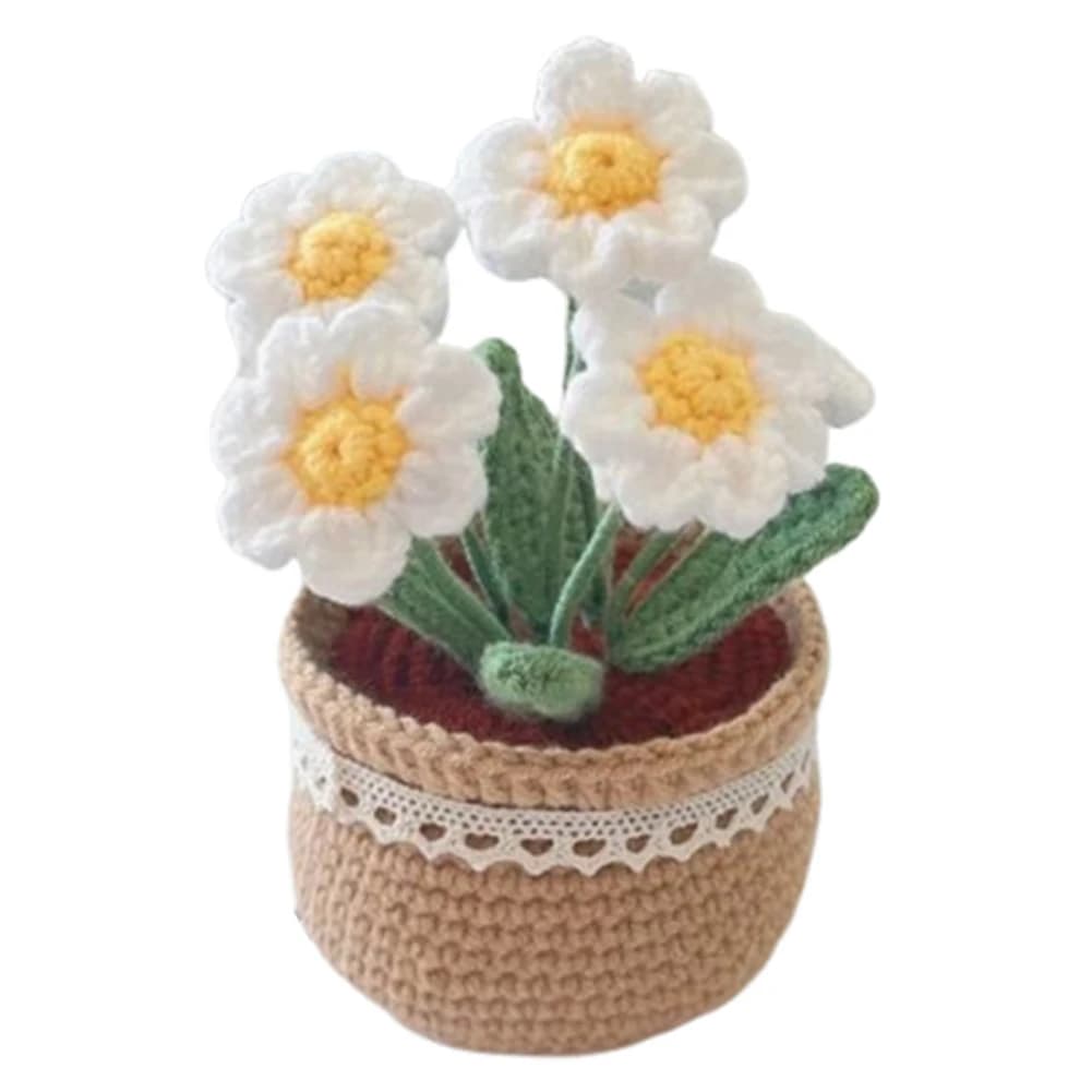 Kit Fai-da-Te per Fiori in Vaso all'Uncinetto, Cute Plants Mano per bambini (Margarite)