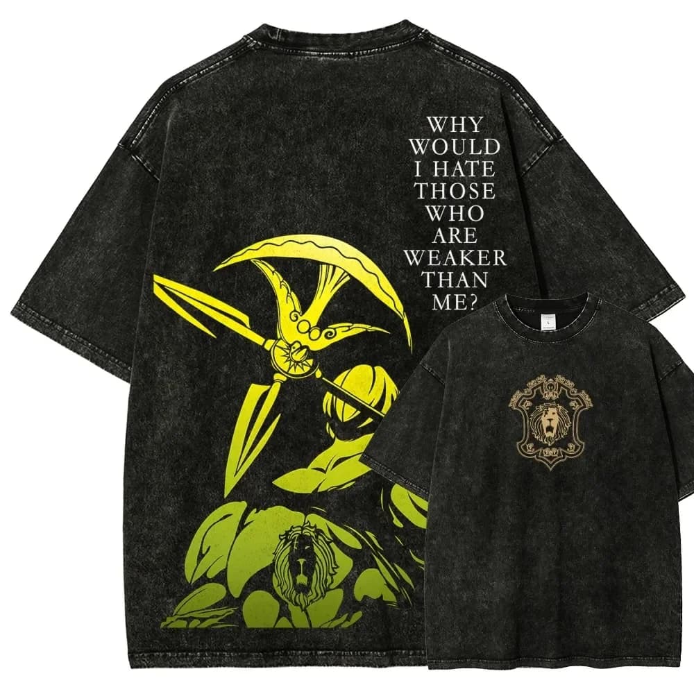 T-shirt con stampa grafica Seven Deadly Sins Escanor, in cotone lavato vintage, alla moda per uomo e donna, Nuova Collezione Estate 2026
