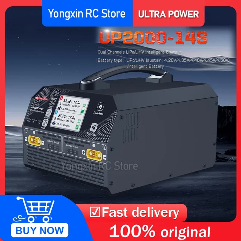 Caricabatterie intelligente Ultra Power UP2000 14s a doppio canale LiPo/LiHV per batterie intelligenti da 4.20V/4.35V/4.40V/4.45V/4.50V