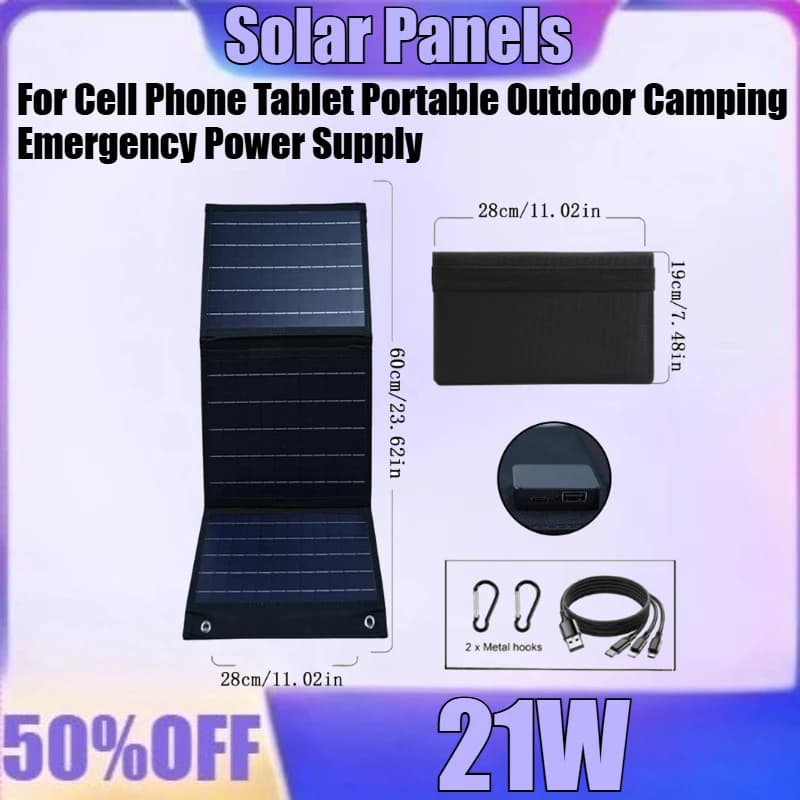 Pannelli solari da 21 W Caricatore solare USB impermeabile pieghevole per tablet cellulare Alimentatore di emergenza portatile da campeggio esterno