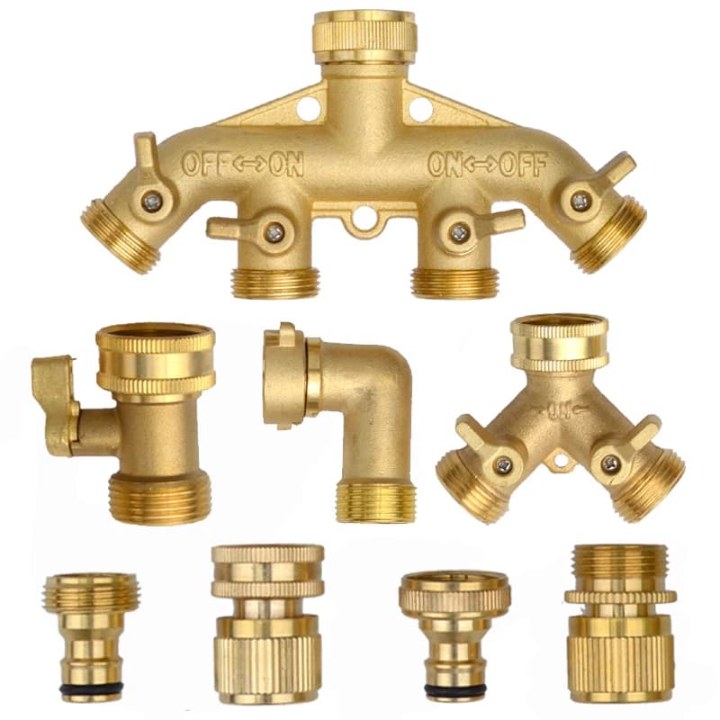 1-2-4-way brass hexagonal pipe connector with tap valve adapter with convenient handle for water tap