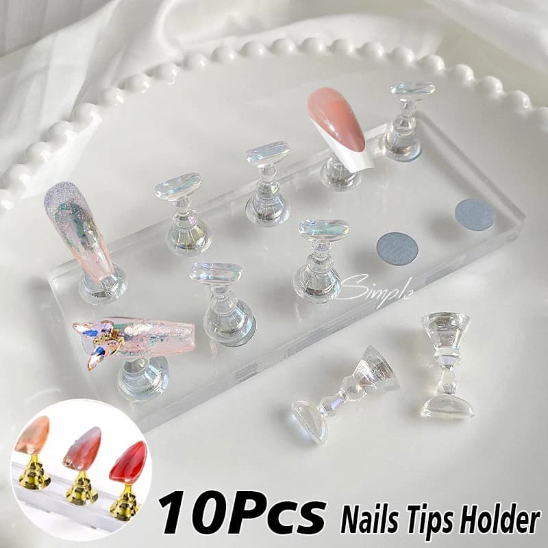 10/5 pezzi trasparente Aurora supporto per unghie magnetico supporto per punte per unghie finte premere sulle unghie espositore pittura per unghie acriliche/formazione