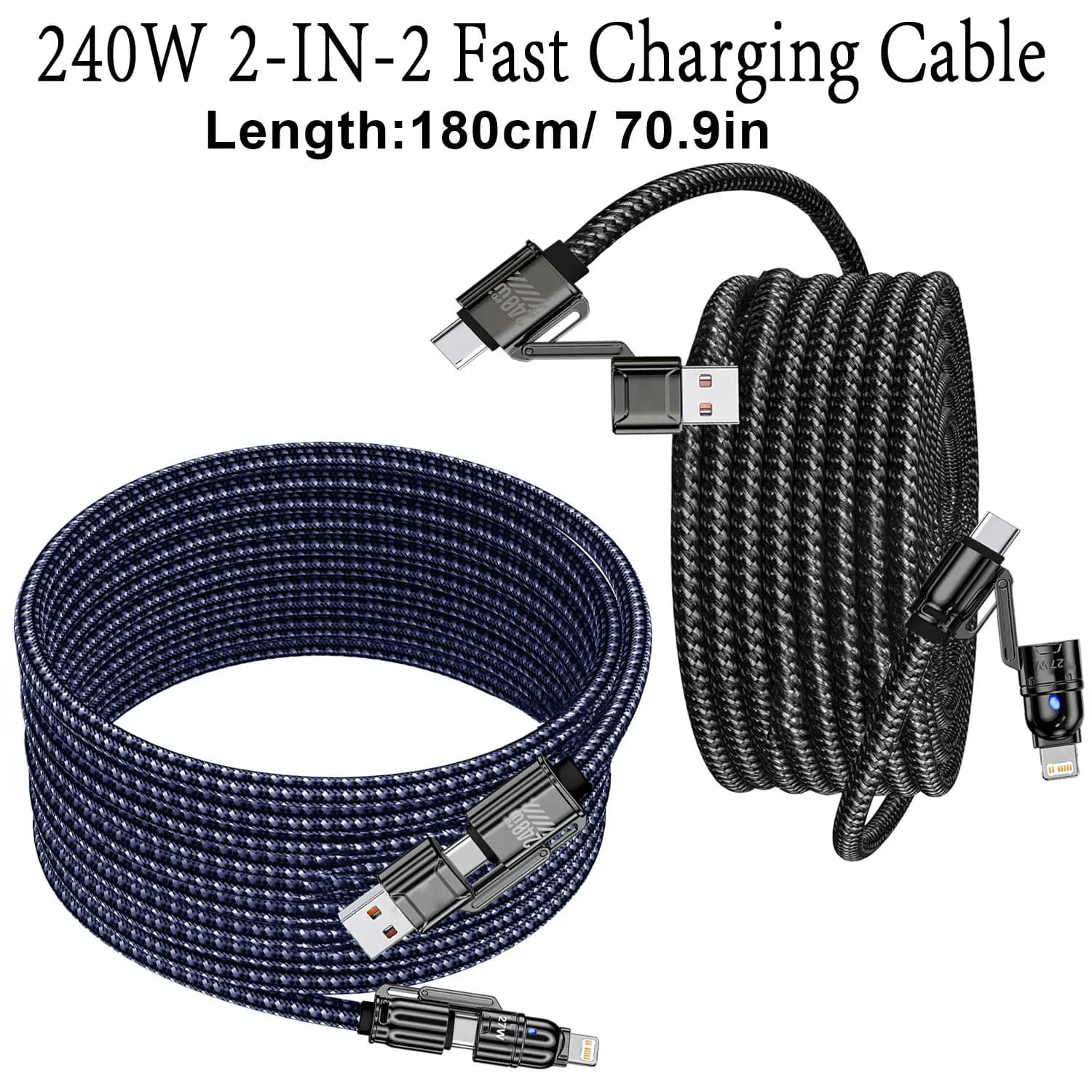 Cavo USB C 4-in-1 Tipo C 240W Ricarica Super Veloce Multifunzione per iPhone 11 12 13 14 15 16 17 Samsung Xiaomi iPad Tablet