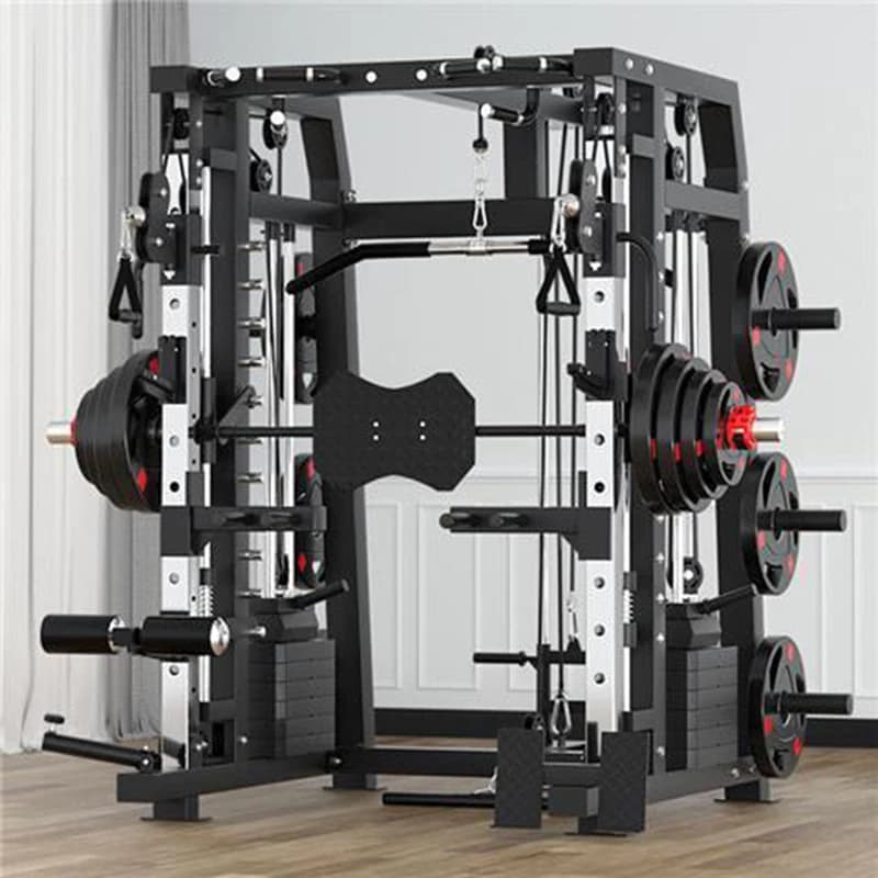 【Hot】Commercial Smith Machine Set With 130kg Counterweights+100kg Weight Plates+Bench Free Sping Door To Door Seller Pay