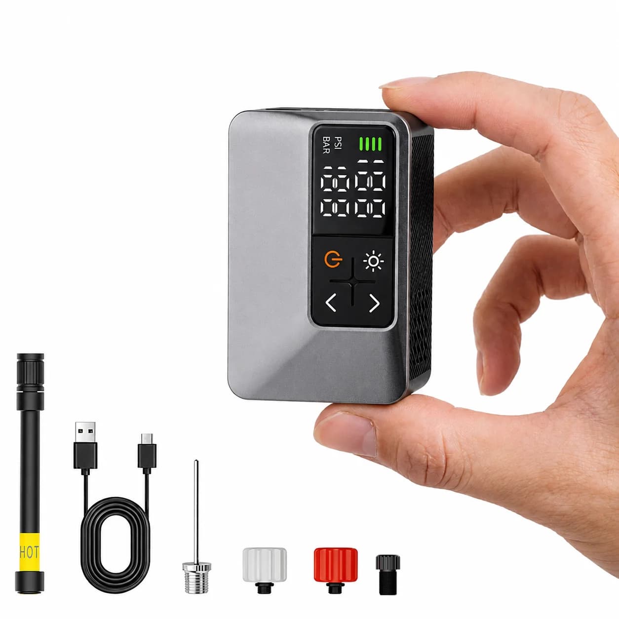 Electric Bicycle Tire Pump Mini Portable Bike Tire Inflator with Digital Display 120PSI Air Compressor Battery for Cycling Gear
