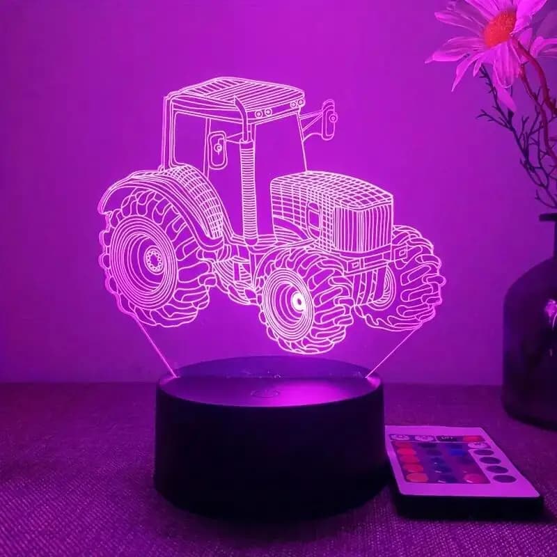 Luce notturna 3D per trattore 1pc, lampada per illusione ottica 3D con touch e telecomando, luce ambientale che cambia 16 colori per la camera da letto