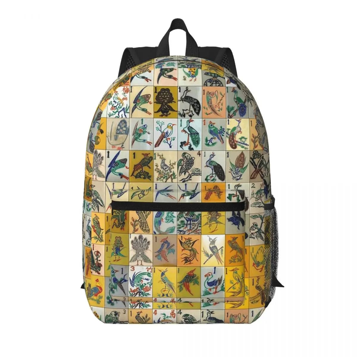 Mah Jongg Birds Mahjong Tiles Zaino per studenti Borsa da scuola Zaino da viaggio per escursioni per uomo e donna Borsa a tracolla