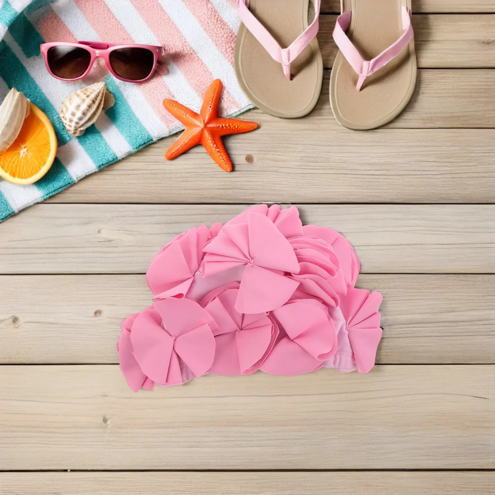 Cuffia da Nuoto Floreale per Donne con Design a Petali 3D, Elastica, Impermeabile, Resistente all'Usura, per Capelli Lunghi, Cappello da Piscina e Spiaggia, Estivo e Carino