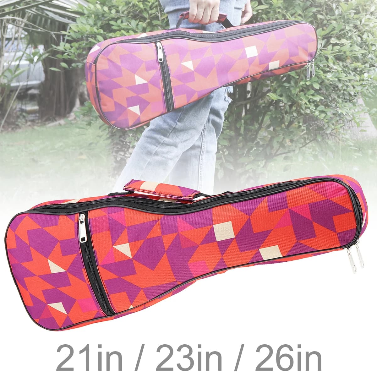 1 pezzo 21 / 23 / 26 pollici borsa per ukulele colorata portatile 10mm custodia morbida in spugna Gig Ukulele mini chitarra zaino impermeabile