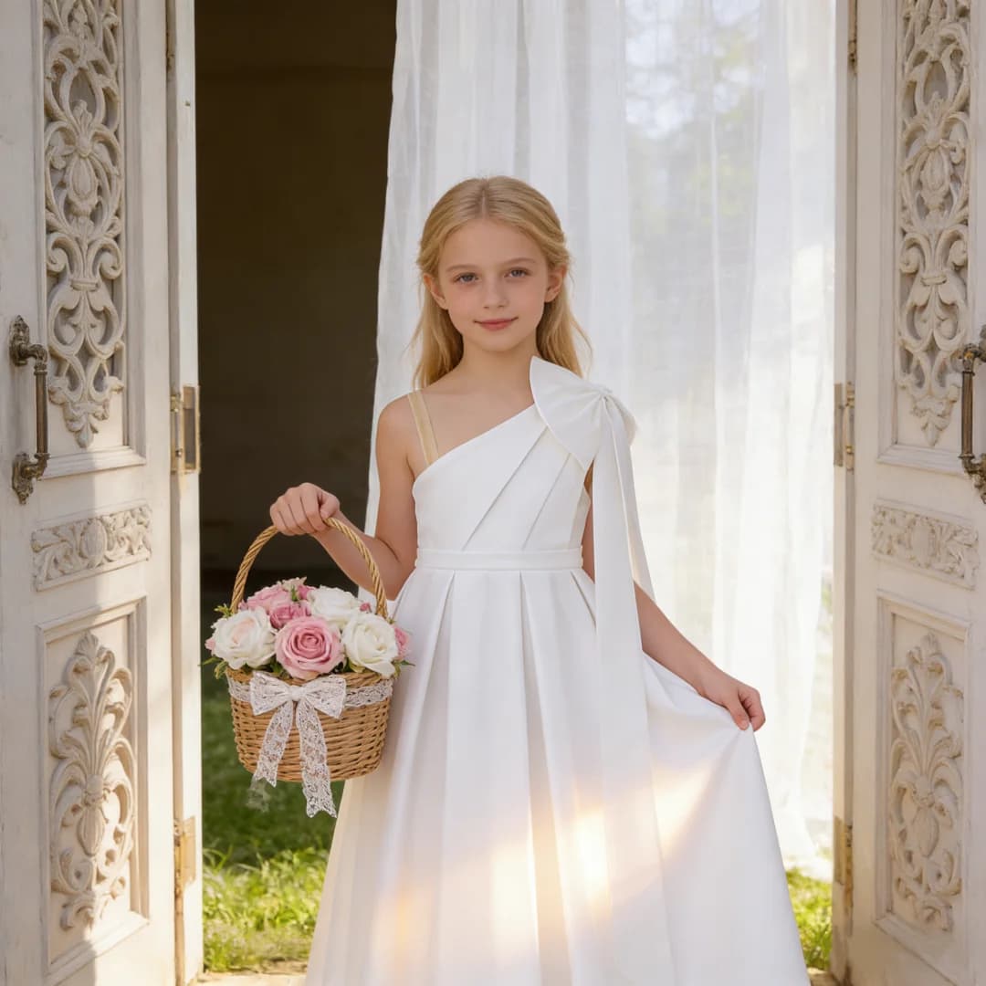 Abito da principessa azzurro cielo con abito di fascia alta dal design a fiocco grande per ragazze, regalo di compleanno adatto per la danza della festa di compleanno