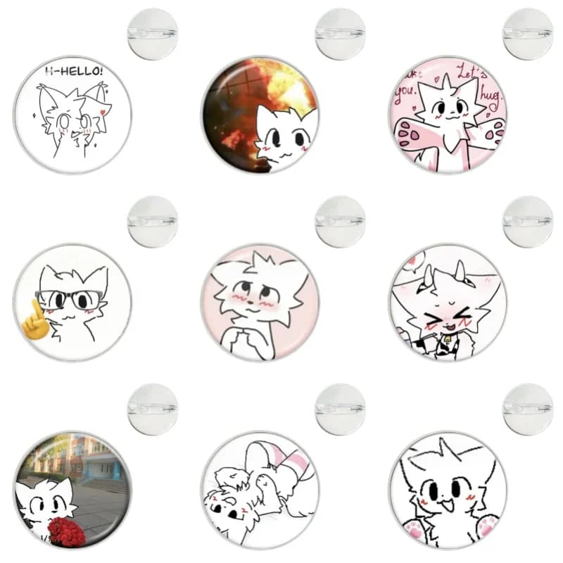 Nuovo Boykisser Cat Meme Spille a cupola in vetro Camicia Borsa da bavero Vestiti Cappello Distintivo Spille da cartone animato Regalo