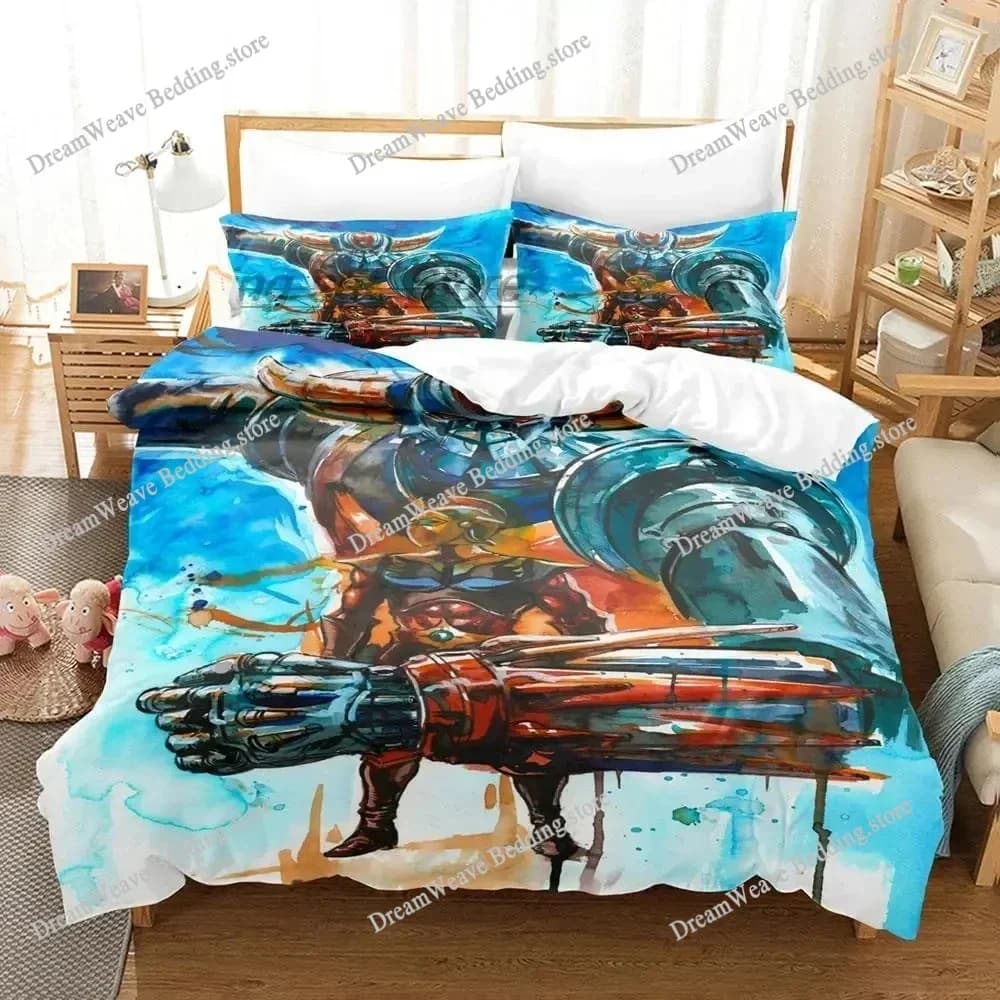 Set di Biancheria da Letto Meccanico Goldorak per Ragazzi, Copripiumino Singolo, Matrimoniale, Queen, King Size per Adulti, Set Lenzuola Anime, Regalo di Lusso 963