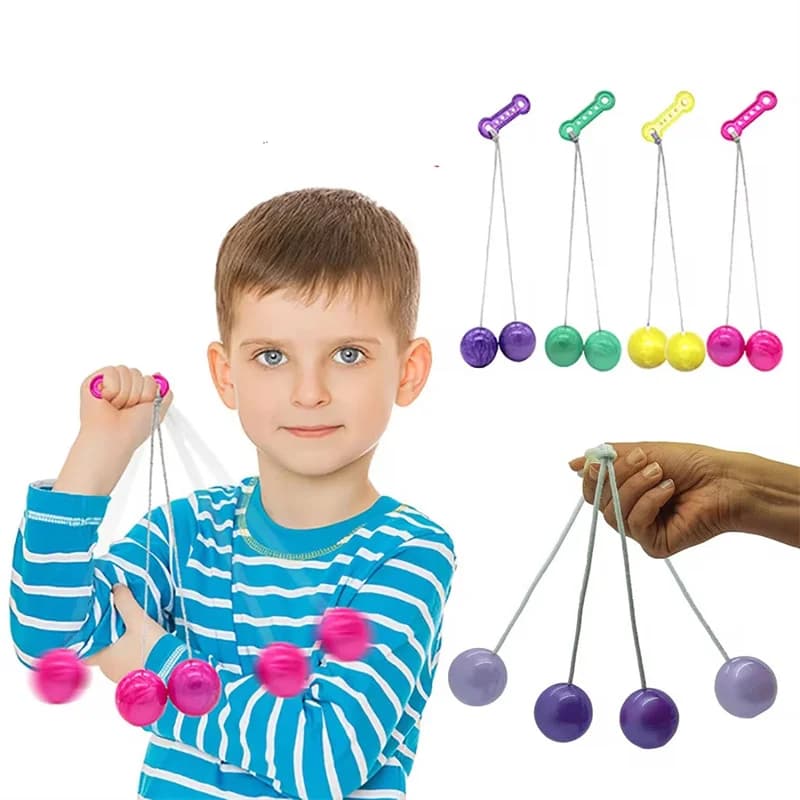 3 pz Noise Maker Clackers Ball Lato Lato Altalena Palle su una corda ADHD Agitarsi Giocattoli per l'ansia e il sollievo dallo stress Adulti Bambini Regalo