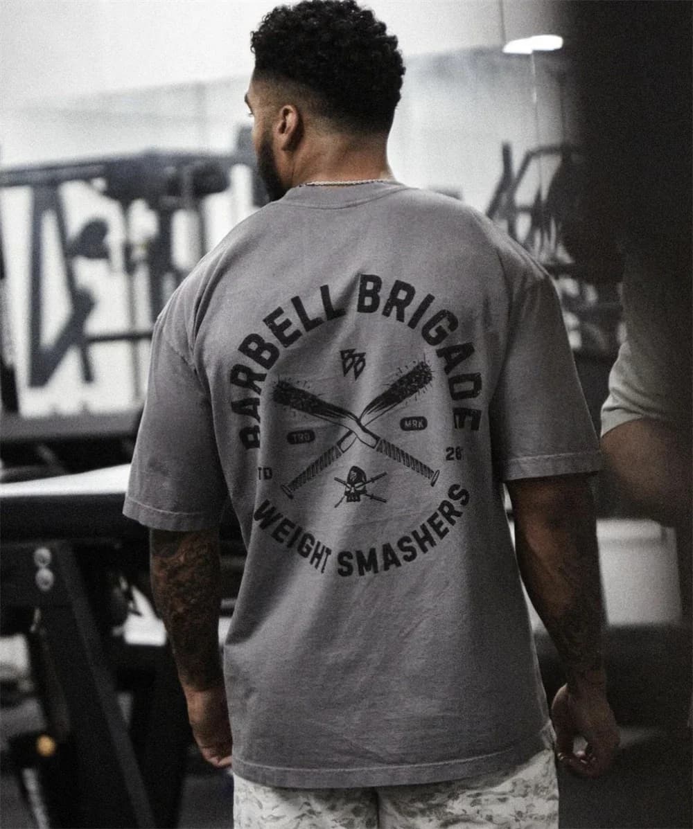 T-Shirt da Palestra con Stampa Teschio e Bilanciere, Abbigliamento Sportivo di Lusso per Uomo e Donna