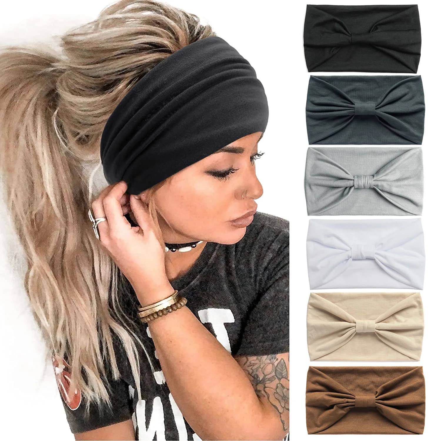 Wide Fax for Women Soft Elastic Waxes Anti-slip for Hair Yoga Running Sport Gym Training Wraps Head Turbanti Bandana