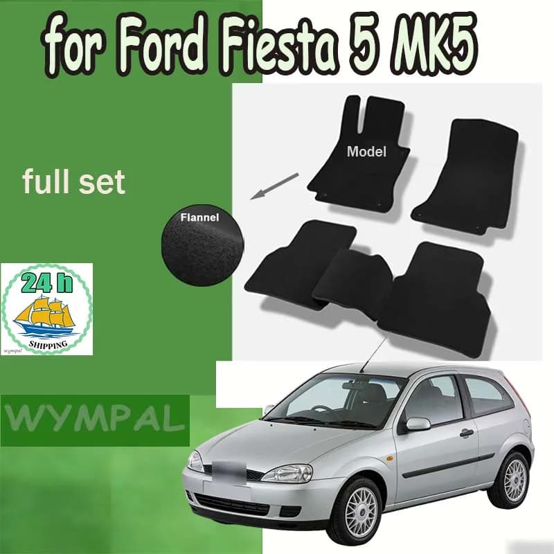 Tappetini in flanella per auto Ford Fiesta 5 MK5 Ford Classic 2003~2008, tappeti, pannelli, coperture per tappeti, antiscivolo