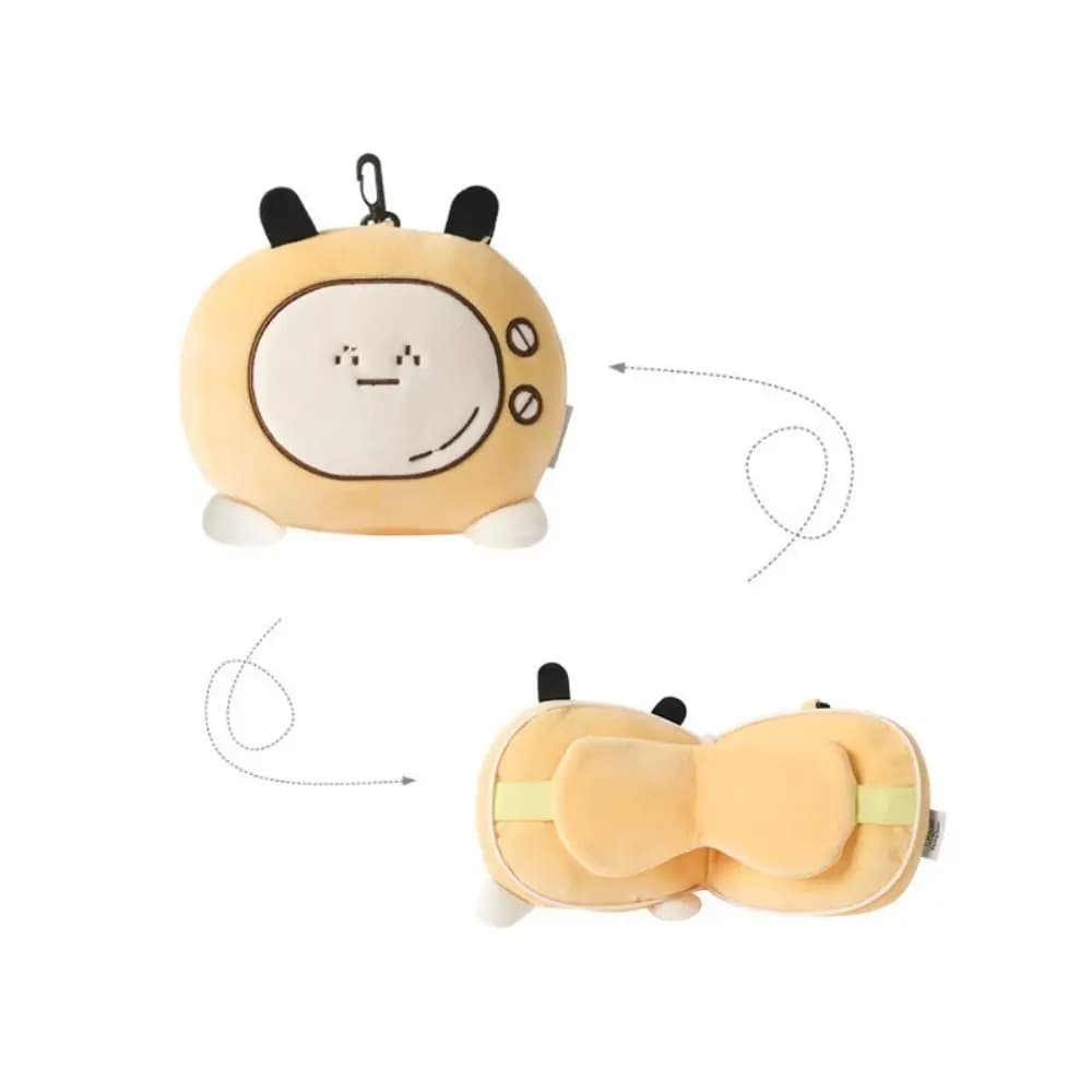 Durevole cuscino per maschera per gli occhi del fumetto Kawaii pieghevole morbido 2 in 1 gancio per riporre maschera per gli occhi cuscino pieghevole da viaggio portatile