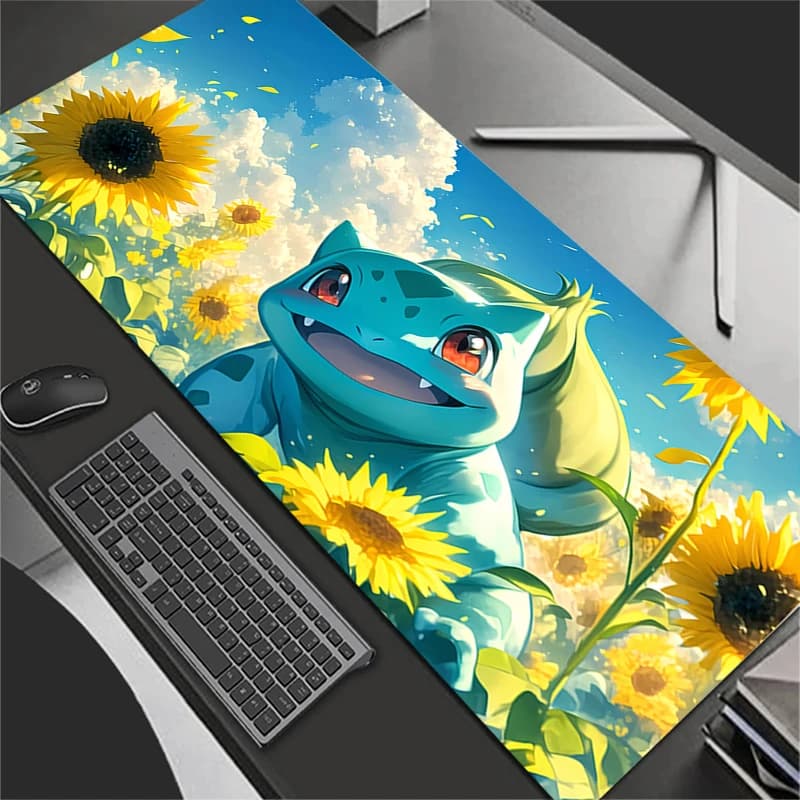 Tappetino per mouse da gioco extra large Computer Gamer Tastiera portatile Tappeto Tappetino per mouse Tappetino per mouse in gomma antiscivolo xxl P-Pokemons Bulbasaur Tappeto da tavolo
