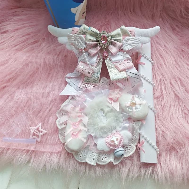 In stock handmade Angel Wings Headphone stand Custom white Lace Bow kawaii headphone stand headset supportGaming Headset Holder