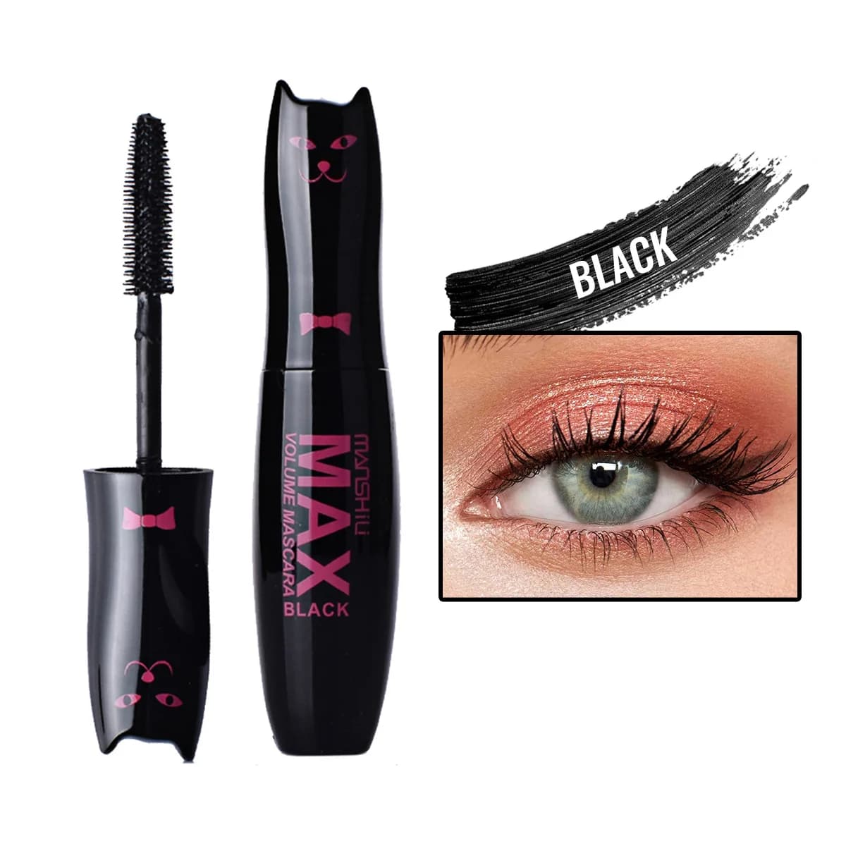 Make Up MAX Volume Curling Mascara Waterproof Thickness Extension Eyelash Extension Natural Makeup Eyelash Black Cat Kitty Cute