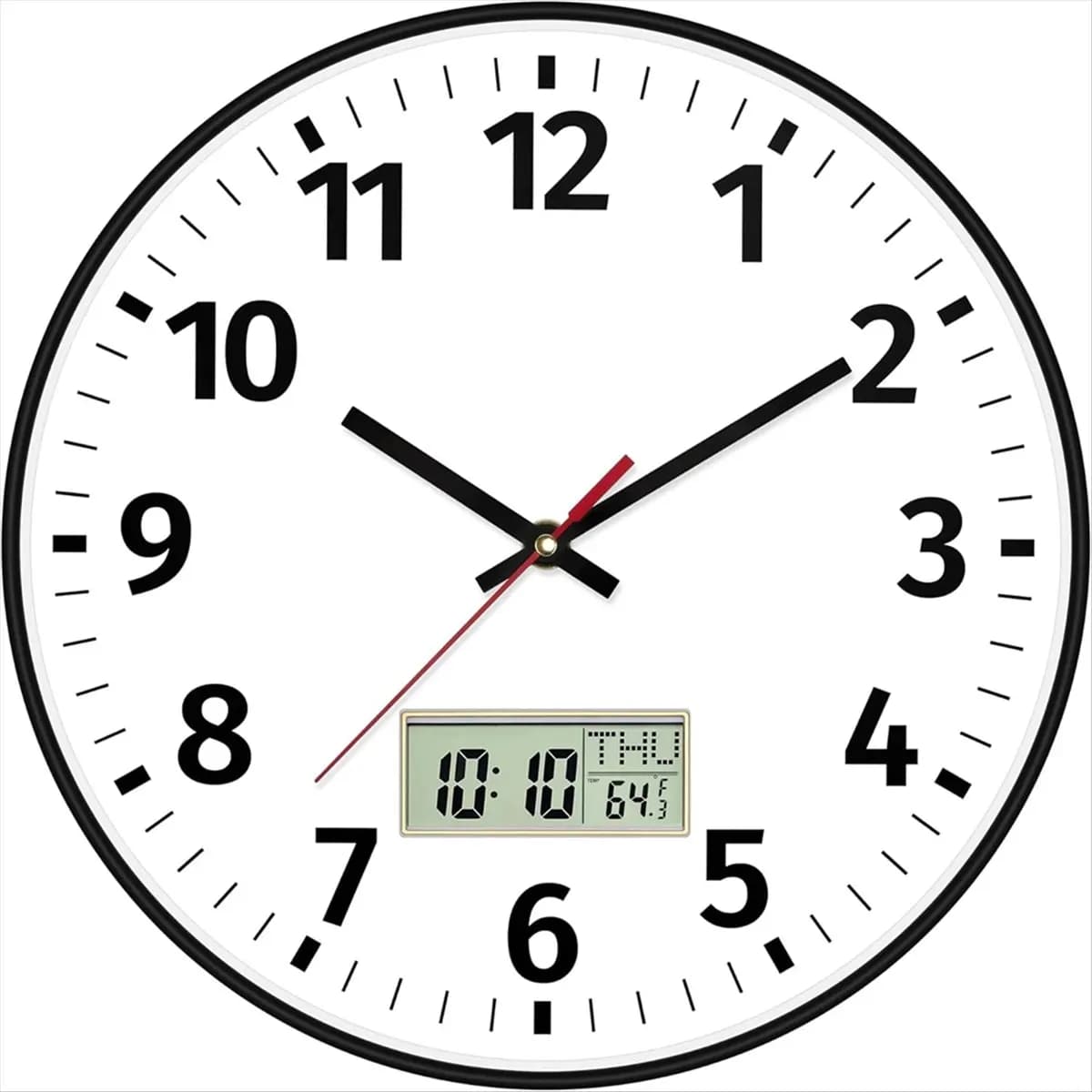 12 inch A97G digital wall clock with time, weekday and temperature, silent digital battery wall clock without ticking
