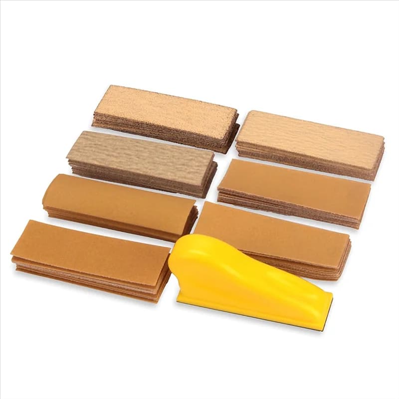 Kit di carta abrasiva per levigatrice di precisione AA81-70 PCS, mini blocco per levigatura manuale da 3,5x1 pollici con gancio e anello per lavori in legno
