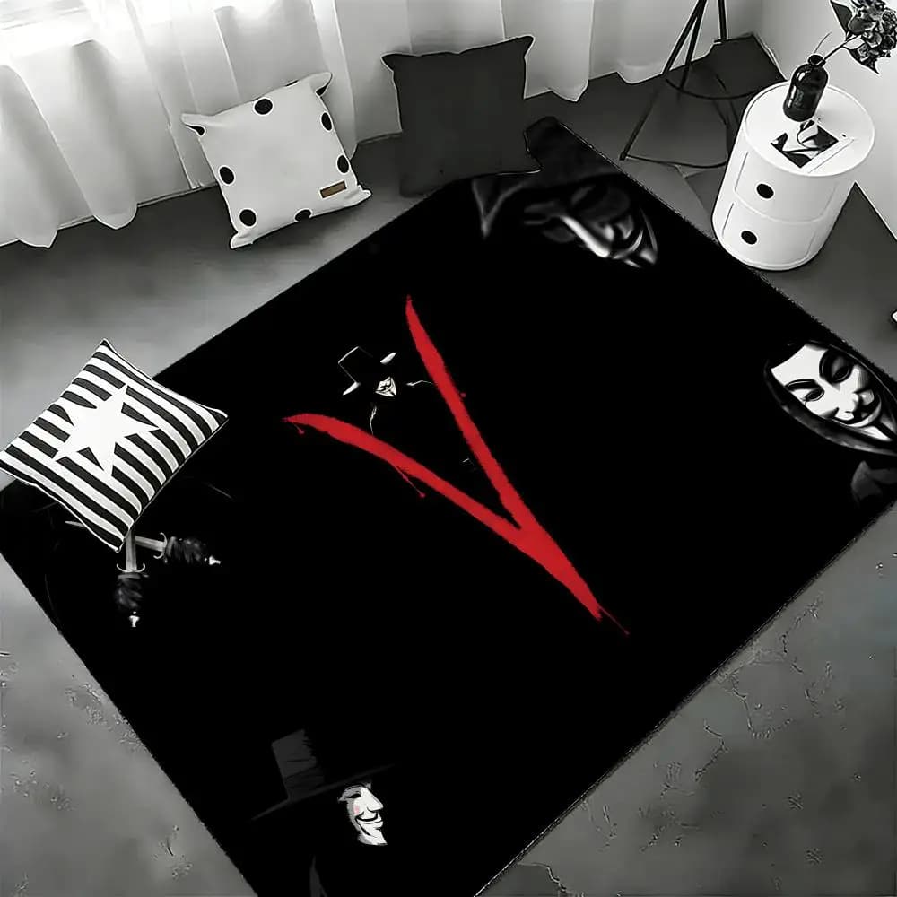 V-Venoms Black Metal Band Floor Mat Tappetino per porta in flanella per camera da letto, soggiorno, antiscivolo, decorazione per la casa