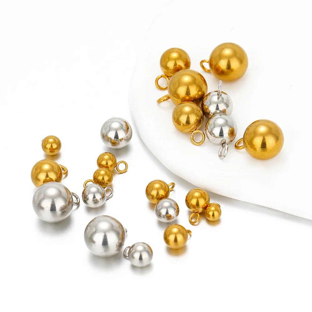 20 pendenti con ciondoli con perline a sfera solide in acciaio inossidabile per collane che realizzano gioielli fai da te, orecchini, bracciali, risultati all'ingrosso