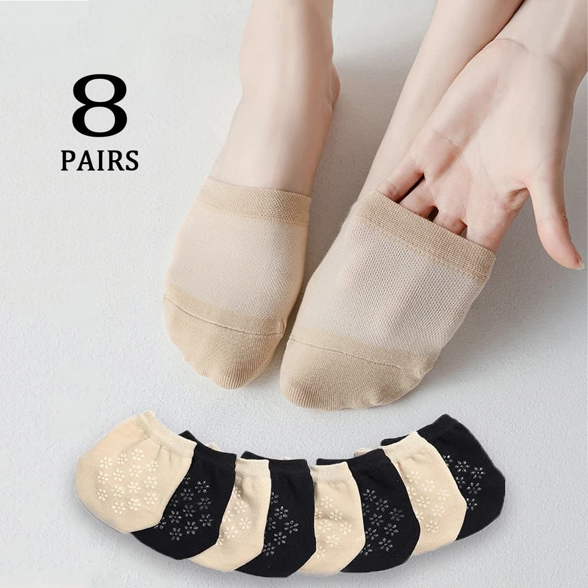 8/16 pairs of women's socks, black and naked, comfortable, breathable, elegant socks, invisible.