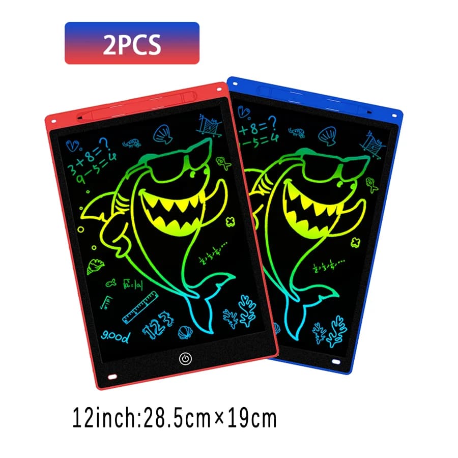 2 pezzi di lavagna LCD da 12 pollici, tavolo da disegno, tavolo da disegno graffiti per bambini, lavagna per scrittura a mano, giocattolo per bambini