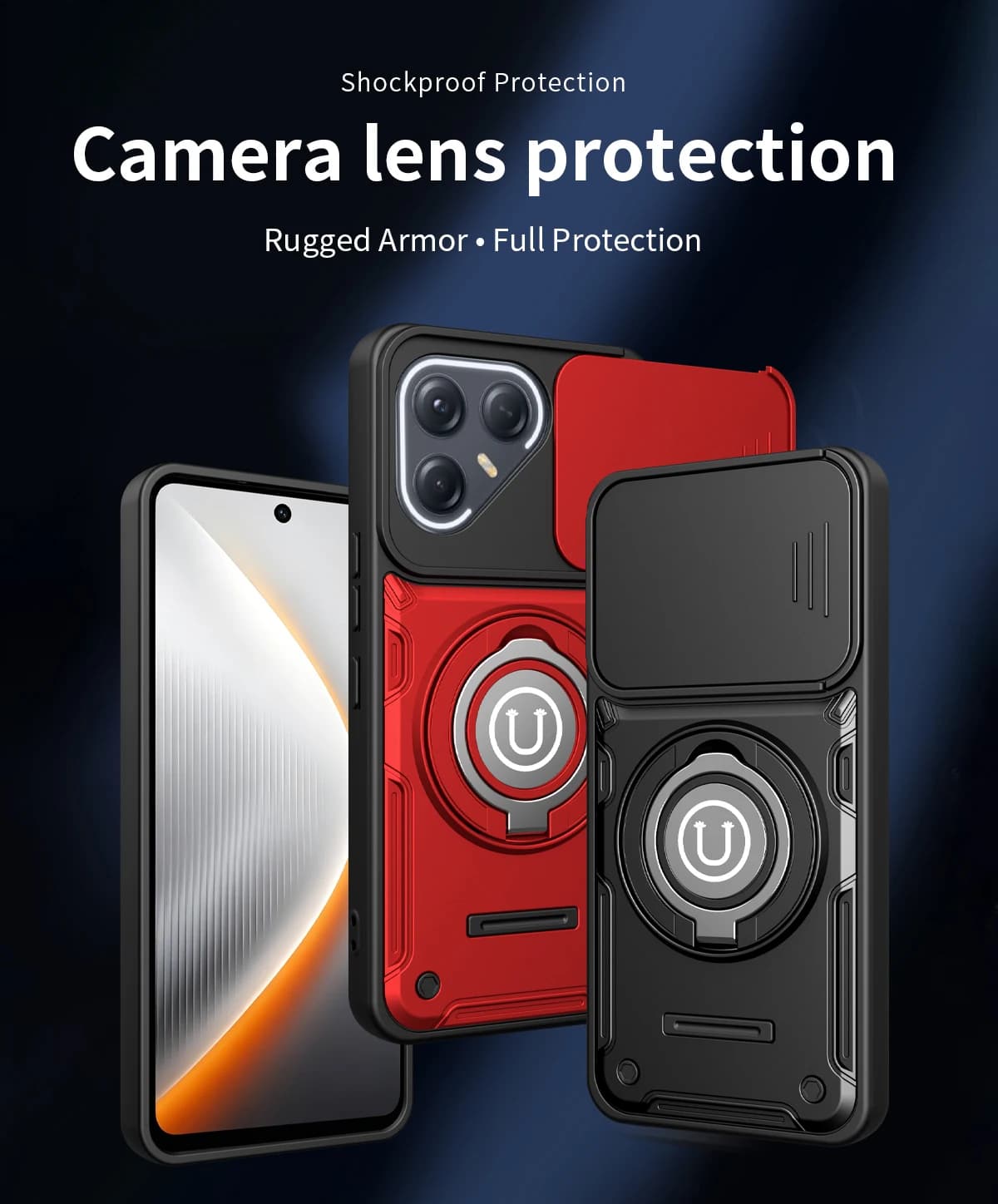 Anti-slip Armor Shockproof Case For Tecno Pova 7 Ultra 5G LJ9 Camera Lens Protection Rotating Ring Stand TPU Plastic Phone Cover