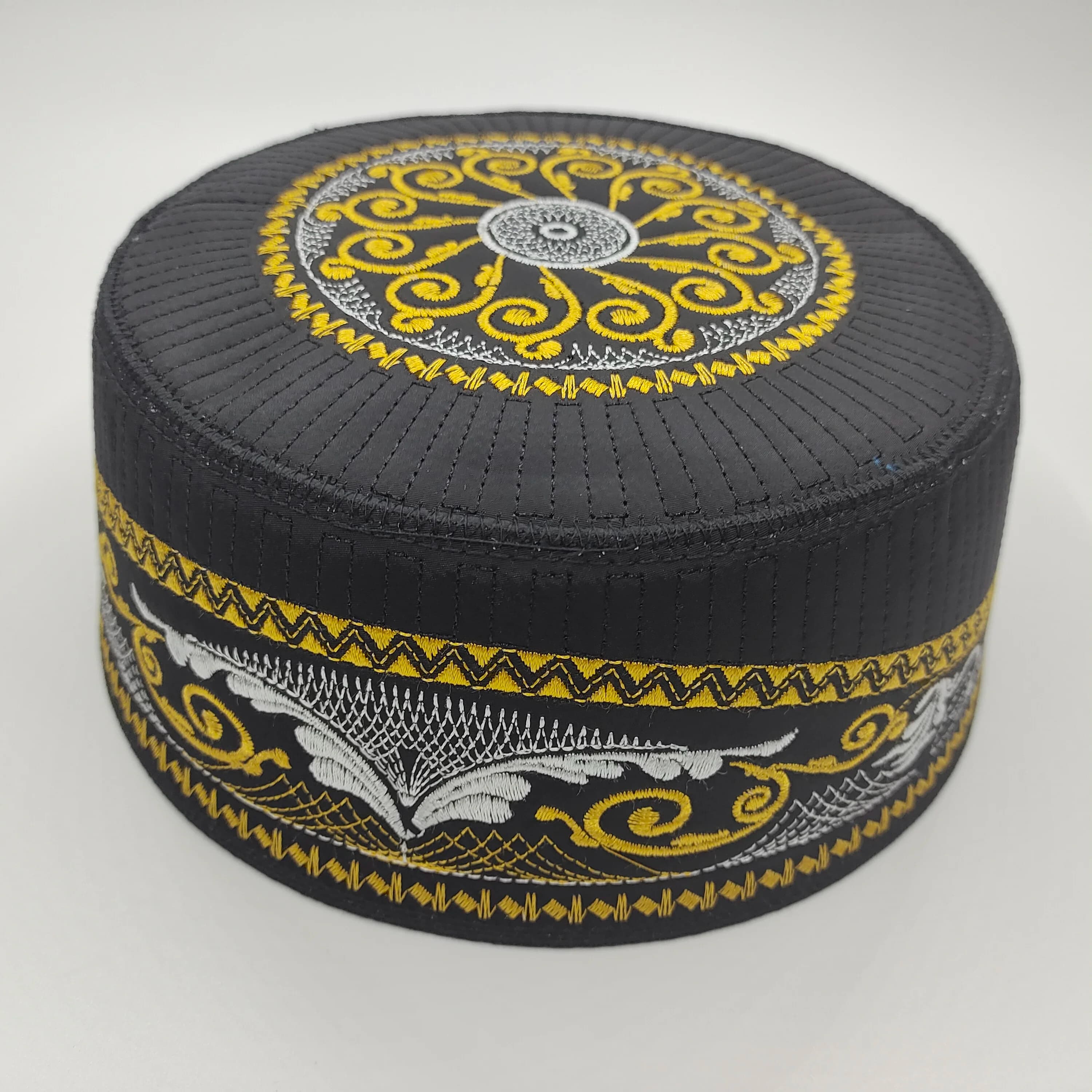Cappello da Preghiera Musulmano per Uomo, Prodotto Turco, Kufi Islamico, Copricapo Hijab Saudita Nero 03100