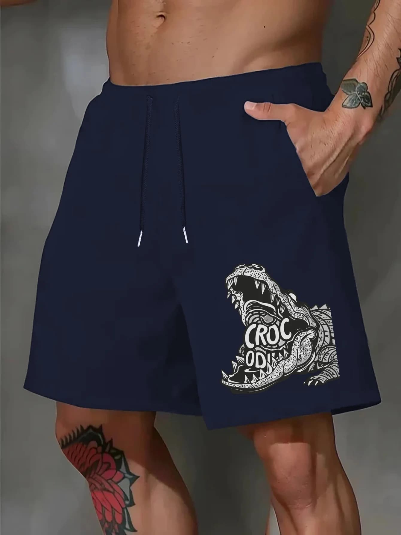 Men's Summer Fashion Print Casual Shorts Loose Fit Elastic Waistband with Drawstring Suitable for Everyday Wear