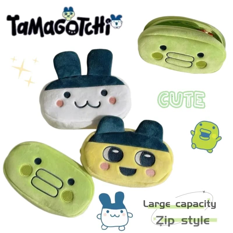 Tamagotchi Stationery Pouch Cartoon Large Capacity Makeup Bag Mamekichi and Ooguchi Student Pencil Case and Miscellaneous Bag