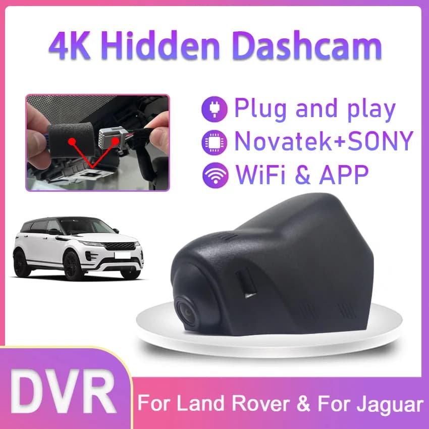 Telecamera DVR per auto nascosta con WIFI 4K a doppia lente per Jaguar F-Type XE XF X260 2016-2019 e Land Rover Discovery Sport 2015-2017