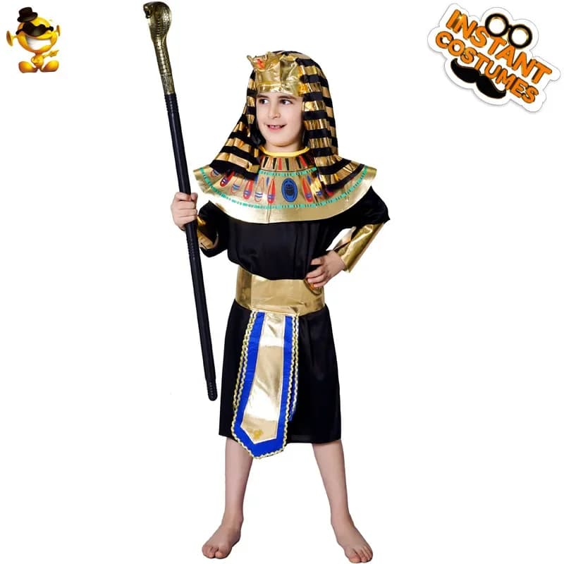 Egyptian Pharaoh Cosplay Costume for Kids Halloween Costume King Prince Party Dresses Role Game Robe Performance Set 2024