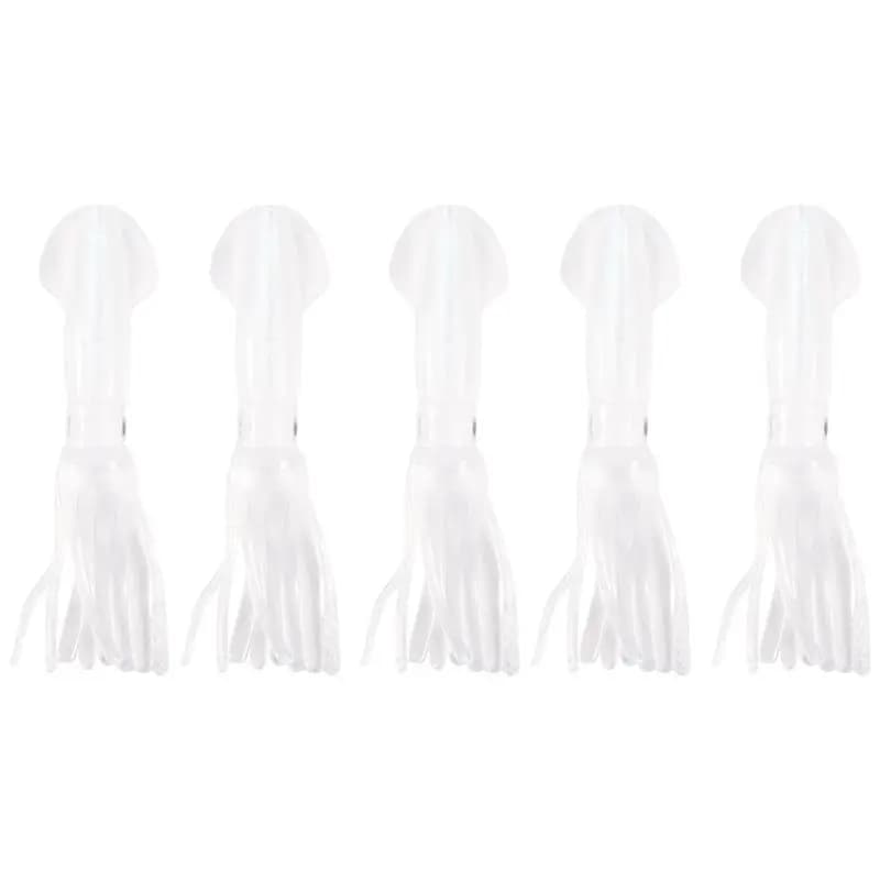 Y67A-5Pcs Glow Luminous Silicone Squid Lures Soft Squid Skirt Bait Artificial Lure For Saltwater Fishing