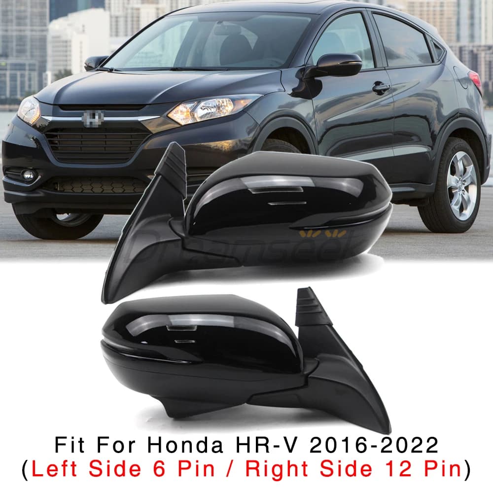 Left / Right Side Door Mirror 6/12 Pin Power for Honda HR-V 2016-2022 Glass Heated Turn Signal Rearview Wing Manual Fold Camera
