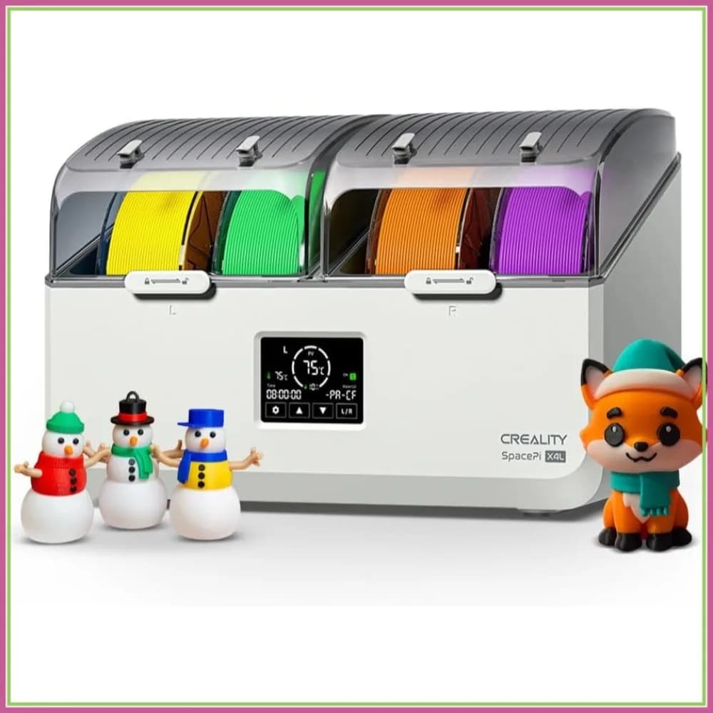 Asciugatore e Contenitore per Filamenti per 4 Bobine, Doppia Camera di Riscaldamento, 75 ℃ Max, Compatibile con PLA PETG ABS TPU PC PA PAHT
