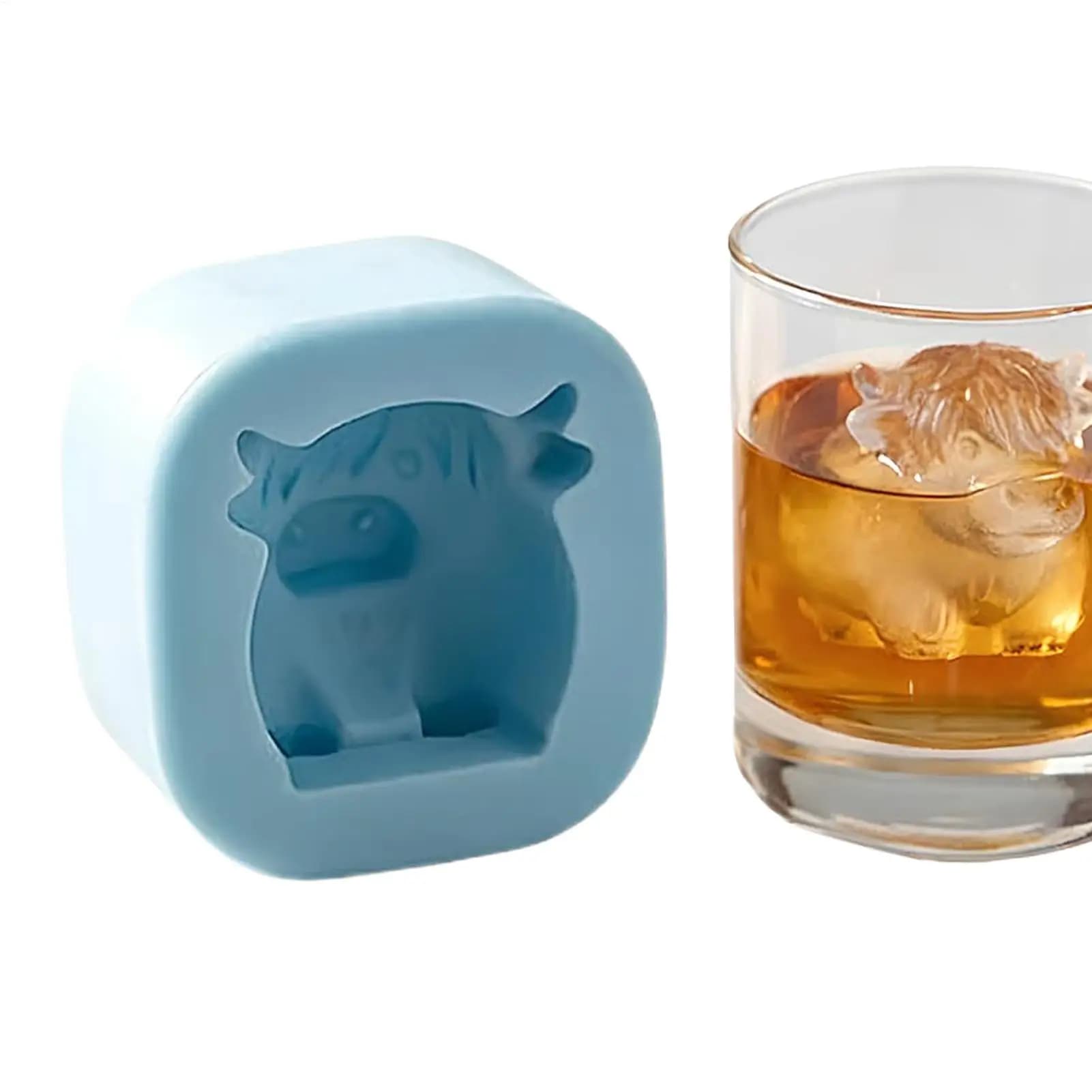 Stampo in silicone a forma di mucca per ghiaccio, stampo divertente a forma di animale per bevande, ideale per casa, cucina, bar, barbecue, feste estive e sociali