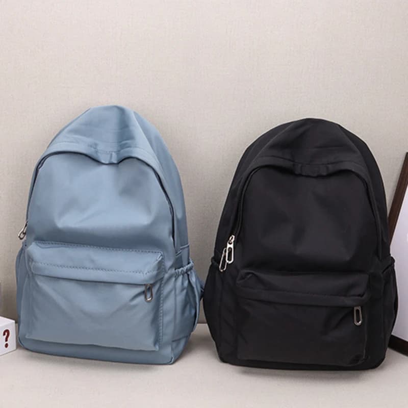 Zaino da scuola impermeabile per donna, zaino da scuola di grande capacità, con cerniera liscia, colore solido, borsa da giorno casual per ragazze adolescenti, borsa per studenti