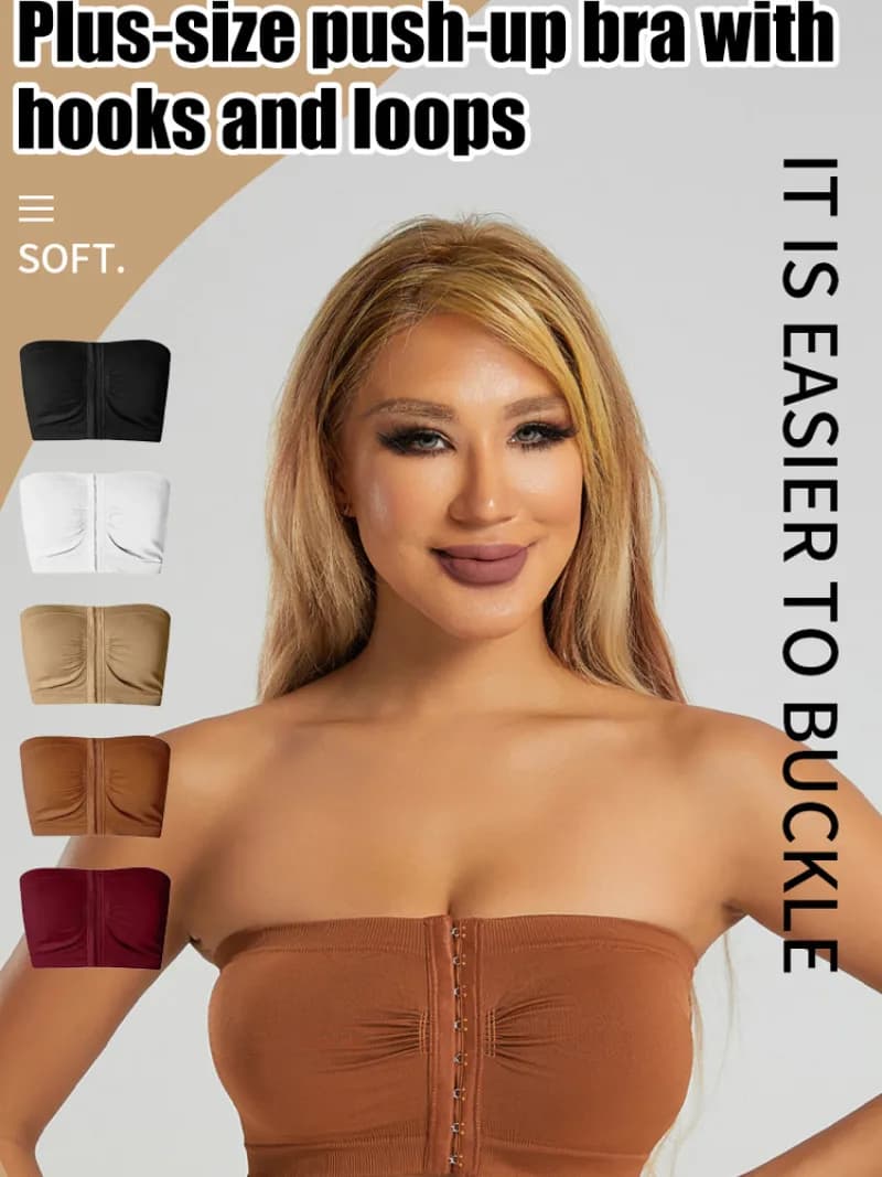 Reggiseno a fascia senza schienale e senza spalline da donna, bralette push-up con chiusura frontale, senza cuciture per modellare il corpo