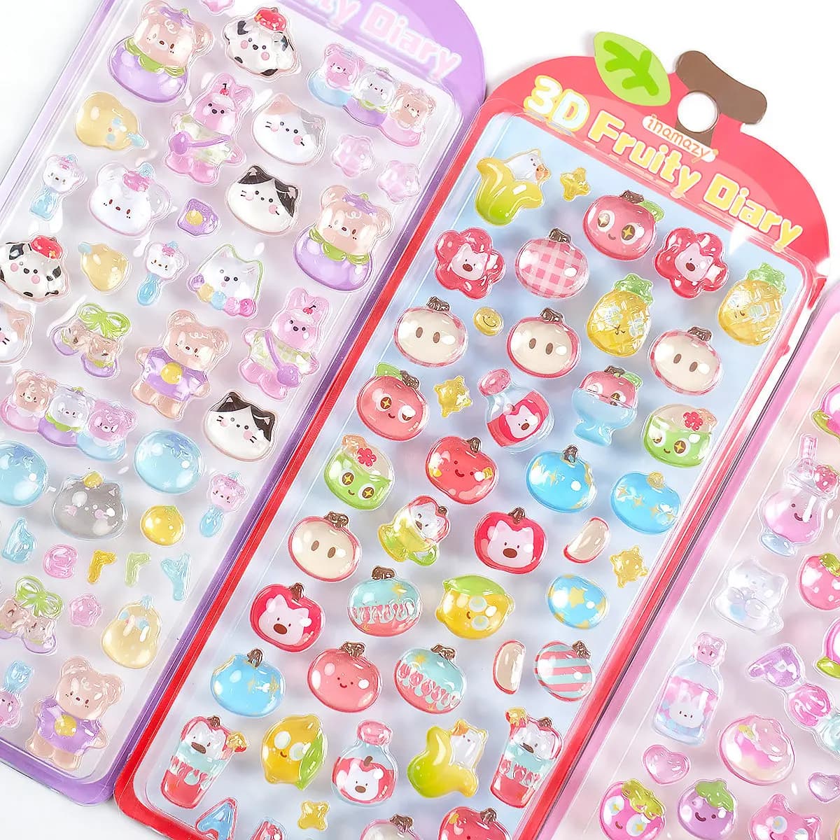 1 pz/4 pz Adesivi 3D a Rilievo a Forma di Frutta Cartone Animato per Scrapbooking, Fai da Te, Diario, Cancelleria, Decorazioni per Diari, Adesivi Carini per la Scuola