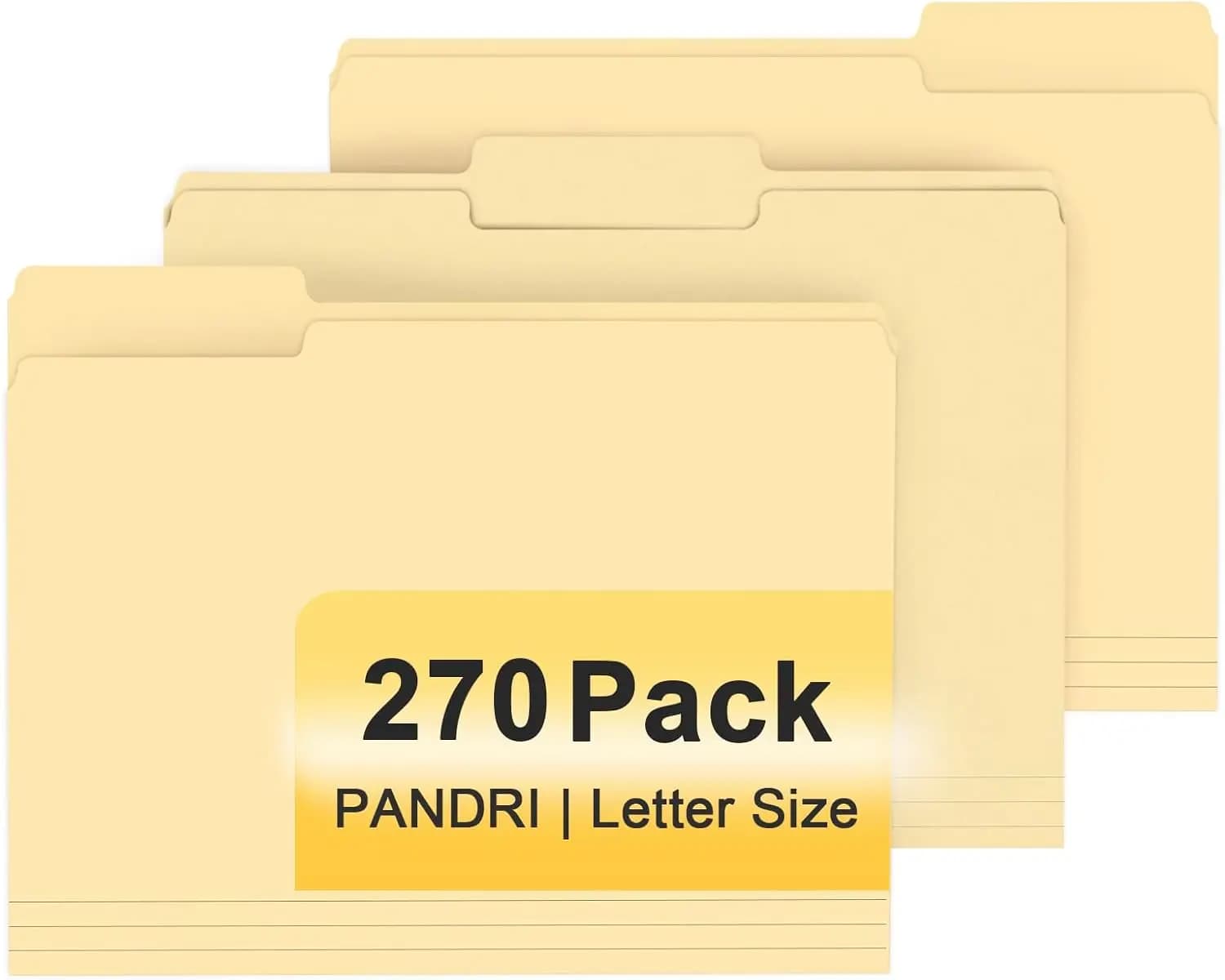270 Cartelle Portadocumenti, con Linguetta a 1/3 di Lunghezza, Formato Letter, Cartelle Manila per Archiviazione Ufficio, Scuola e Aziende