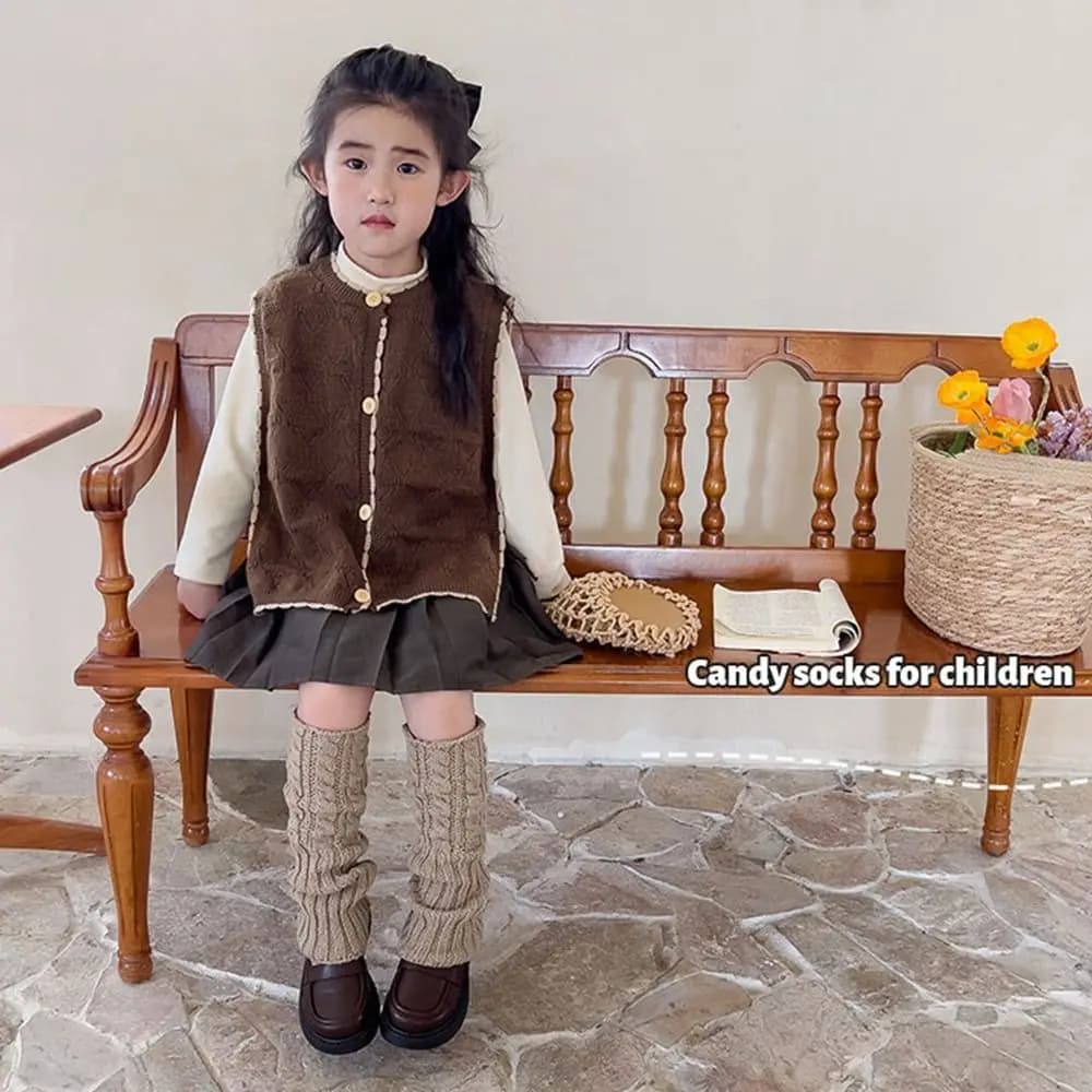 Japanese Style Children's Twist Leg Warmers JK Balletcore Knitted Leg Cover Pile Socks Harajuku Ballet Guards Socks Children's
