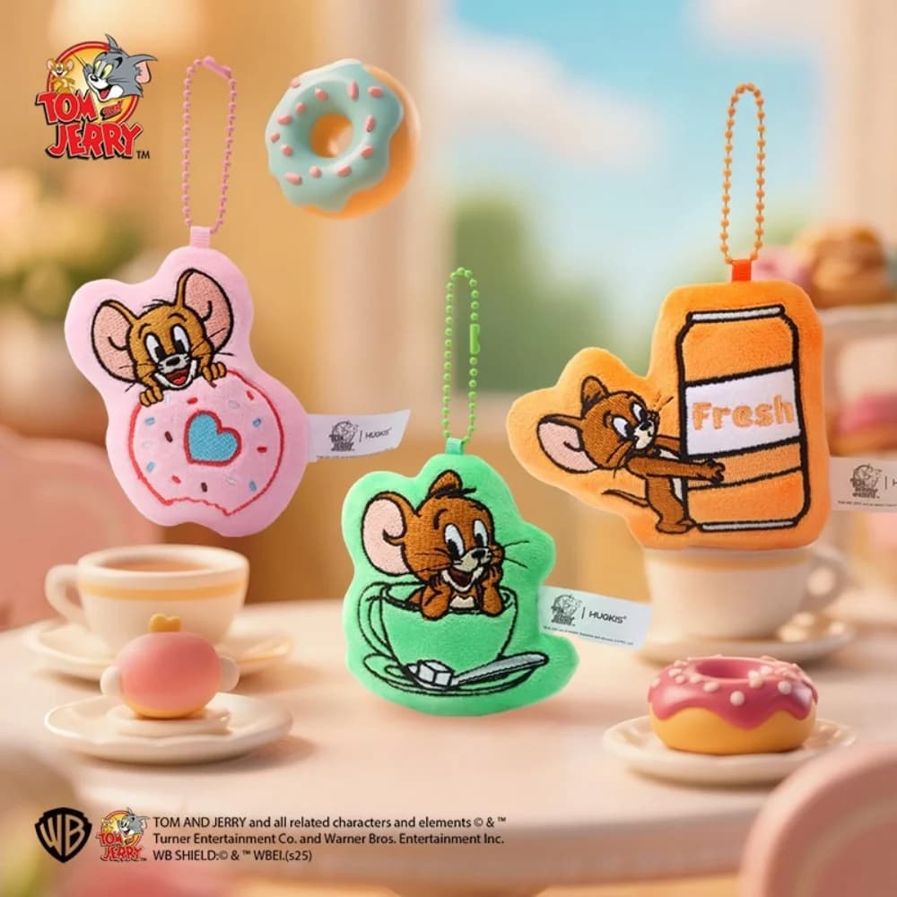Portachiavi Peluche Originale Anime Tom e Jerry, Giocattoli Imbottiti Cartoon, Ornamento per Borsa e Auto, Regalo Gatto e Topo