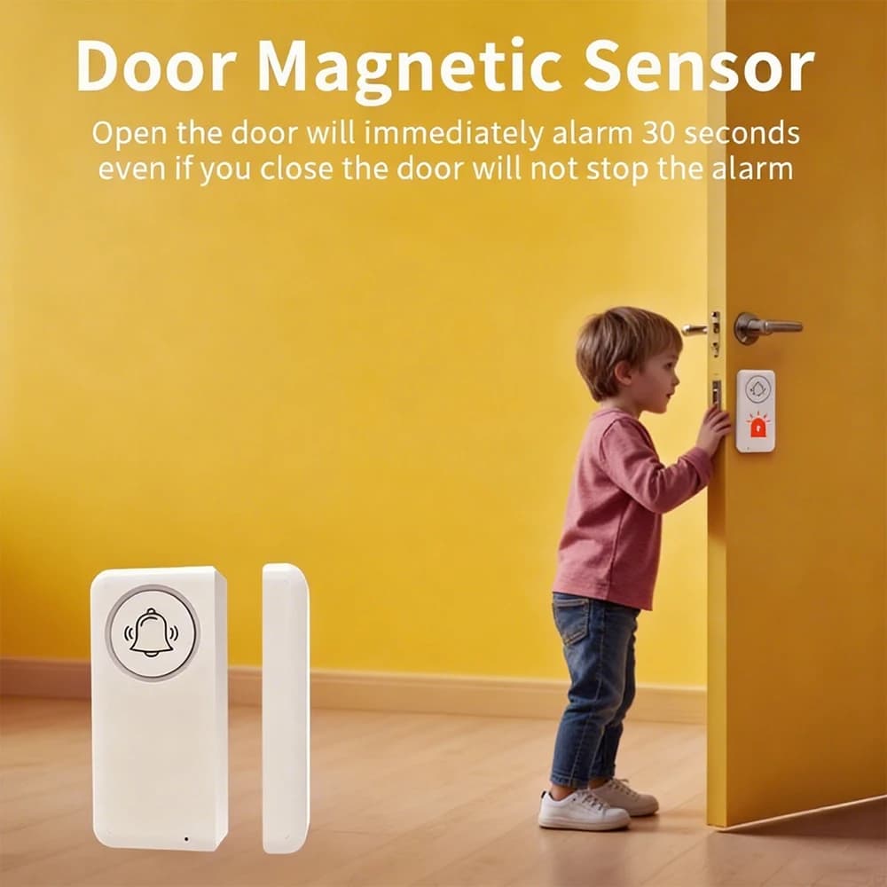 Il sensore intelligente per porte e finestre Tuya WiFi funziona con l'app Smart Life Notifica in tempo reale e allarme da 90 dB per la sicurezza domestica Installazione semplice