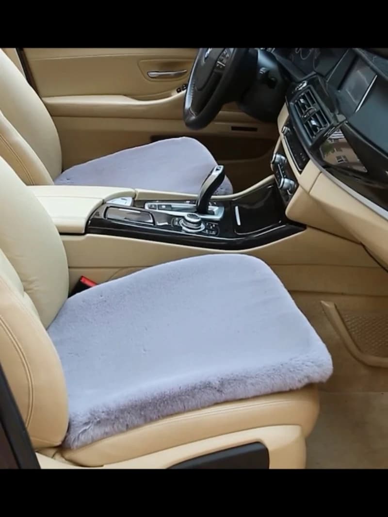 Multicolor Plush Rabbit Fur Car Seat Cushion Winter Warmth Thick Wool Square Cushion for Main Driver or Co-pilot Cover Universal